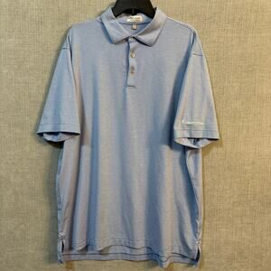 Peter Millar Summer Comfort Mens XL Blue White Performance Golf Polo